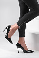 Pembe Potin Siyah Kadın Topuklu Ayakkabı A1770-17