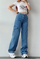 ریتا تس بلو اورتیا بلو زنانه طرح لایکرا شلوار Palazzo باری بدون جیب پشت-thumb