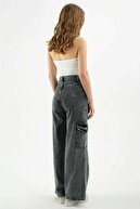 شلوار برفی زنانه دودی ملینا تس بلو با طرح لاکرا شلوار کارگو پالازو بدون جیب پشت-thumb