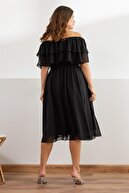 Melisita Kadın Siyah Karmenim Şifon Elbise fw991201794eb