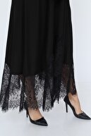 MJORA Kadın Siyah Dantel Detaylı Viskon Elbise NB00028