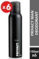 Privacy 6'Lı Erkek Deodorant - 6X150 ml