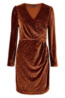 Marks & Spencer Kadın Kahverengi Kadife Mini Elbise T42007559