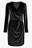 Marks & Spencer Kadın Siyah Kadife Mini Elbise T42007559