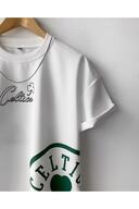 تی شرت آستین کوتاه Kids Boys Boston Celtic اورسایز چاپ شده نخی یقه گرد-thumb