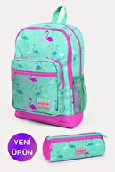 Sea Green Neon Pink Flamingo