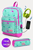 Sea Green Neon Pink Flamingo