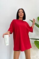 تی شرت یونیسکس پنبه ای یقه گرد اورسایز بافتنی دوست پسر-thumb