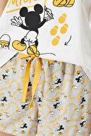 Koton Kadın Ekru Mickey Mouse Lisansli Yazili Baskili Pijama Takimi 0YLK79255MK