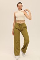 شلوار کتانی سبز زیتونی مخلوط شلوار گشاد-thumb