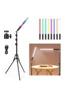 1 چراغ عکاسی قابل شارژ RGB نورپردازی LED فیلمبرداری زنده نور 2+1 متری با سه پایه-thumb
