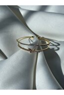 Zirkon Taşlı Kelebek Gold Bileklik — 1. görsel