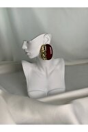 Büyük Bordo Vintage Küpe — 2. görsel