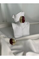 Büyük Bordo Vintage Küpe — 3. görsel