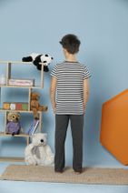 Siyah İnci Erkek Çocuk Desenli Kısa Kollu Pamuklu Likralı Pijama Takım - 2