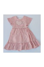 Duru Kız Çocuk Pembe Kalpli Elbise - 1
