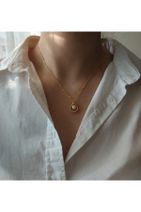 ms merijewelry Altın Kaplama Çift Taraflı Incili Istiridye Kolye - 1