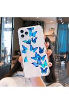 Mobildizayn Iphone 8 Mavi Kelebek Desenli Şeffaf Kılıf - 1