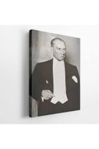 BASKIVAR Atatürk Siyah Beyaz Fraklı Portresi Dikey Kanvas Tablo - 2