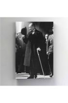 BASKIVAR Siyah Beyaz Atatürk Portresi Dikey Kanvas Tablo - Tablo - Ata-071 - 1