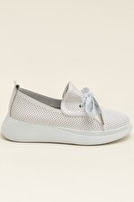 Elle Shoes EMELY Hakiki Deri Beyaz Kadın Ayakkabı - 4