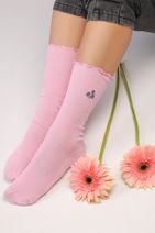 Mudiso 5'li Renki Çiçek Kelebek Desenli Özel Kutulu Örme Kadın Soket Çorap - 3