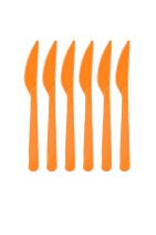 Huzur Party Store 25 Adet Turuncu Renkli Bıçak Sert Dayanaklı Plastik Lüks Kullan At Doğum Günü Parti Sunum Bıçağı - 1