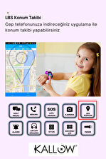 Kallow Z10 Sim Kart Girişli Akıllı Çocuk Takip Saati Uzaktan Dinleme Özellikli Türkçe Menü Mor - 5
