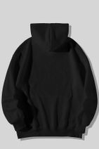 Know Unisex Siyah Kapşonlu Dil Çıkaran Köpek Baskılı Sweatshirt - 2