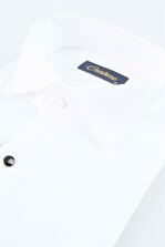 Centone Beyaz Comfort Fit Duble Manşet Gömlek - 2