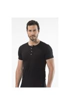 Cacharel 1308 Düğmeli Kısa Kollu Erkek T-shirt - Siyah - 3