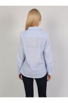 Colin's Basic Cepli Regular Fit Mavi Kadın Uzun Kol Gömlek - 2