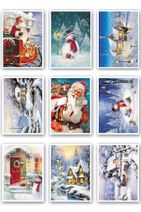 Mia Pera 9lu Simli Yılbaşı Kartpostal Seti Yeniyıl 9 Lu Kardan Adam Noel Baba Nostalji - 1