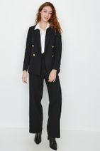 Select Moda Kadın Siyah Gold Düğmeli Blazer Ceket - 3
