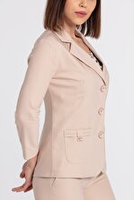 Jument Kadın Yakalı Cep Detaylı Blazer Şık Ofis Ceket -bej - 5
