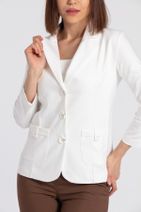 Jument Kadın Yakalı Cep Detaylı Blazer Şık Ofis Ceket -krem - 3