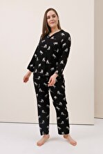 Gusto Uyku Bantlı Pijama Takım - Siyah - 1