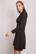 Jument Desenli Kışlık Eteği Kiloş Yünlü Esnek Kumaş Elbise-haki Ekose - 2