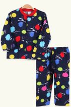 Breeze Kız Bebek Pijama Takımı Çıtçıtlı Desenli 0-3 Ay-9 Ay, Lacivert - 1