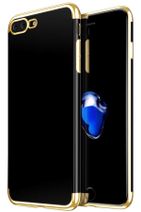 Moraksesuar Iphone 8 Plus Uyumlu Kılıf Lazer Boyalı Renkli Esnek Silikon Şeffaf Gold - 1