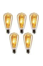 LED LAMP St64 Flamanlı Rustik 4w Led Ampul 5'li Dekoratif Vintage Aydınlatma Amber Rengi - 3