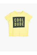 Koton Erkek Çocuk Sarı Yazili Baskılı T-Shirt - 1