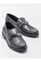 Elle Shoes Siyah Deri Kadın Loafer - 2