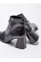 Elle Shoes Siyah Deri Kadın Topuklu Bot - 4