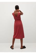 MANGO Woman Kadın Çilek Kırmızısı Beli Elastik Elbise - 4