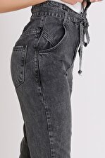 FAF Yüksek Bel Jeans Beli Kuşaklı Grilı - 4