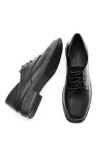 Marjin Kadın Oxford Ayakkabı Küt Burun Bağcıklı Maskülen Günlük Ayakkabı Rilen siyah - 6
