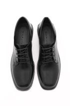 Marjin Kadın Oxford Ayakkabı Küt Burun Bağcıklı Maskülen Günlük Ayakkabı Rilen siyah - 5