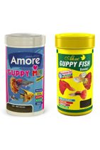Ahm Amore + Guppy Fish Granulat 250ml + 250ml Lepistes Moli Kılıç Melek Tetra Akvaryum Balık Yemi - 1