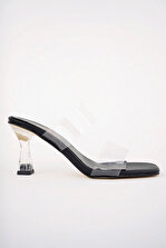 meyra'nın ayakkabıları Kadın Siyah Şeffaf Bant Topuklu Ayakkabı - 5